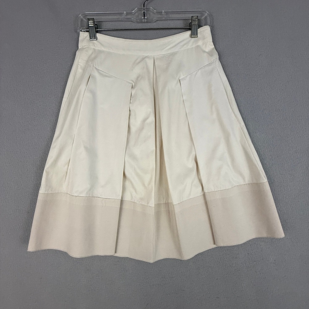Rebecca Taylor Skirt Women's Size 2 Pleated‎ Midi Monochrome Ivory Layered Hem